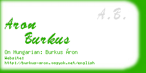 aron burkus business card